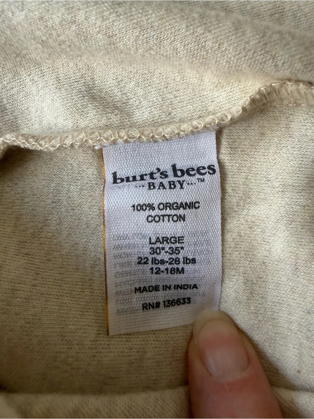 Burt’s Bees Baby Beekeeper Organic Cotton Wearable Blanket Sleep Sack 12-18M